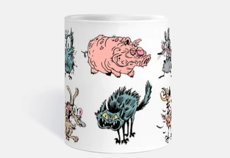 Cup animals crazy crazy creepy horror cup coffee tea croissants