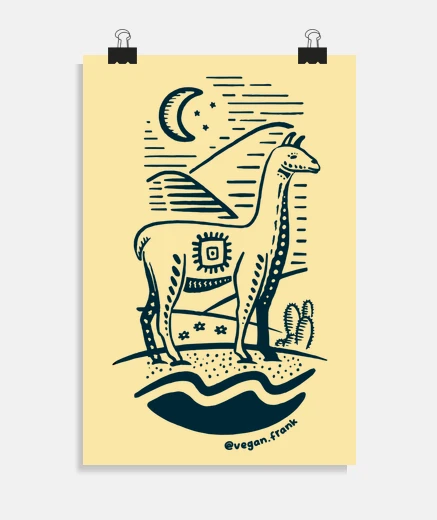 Poster animaux les and - lama