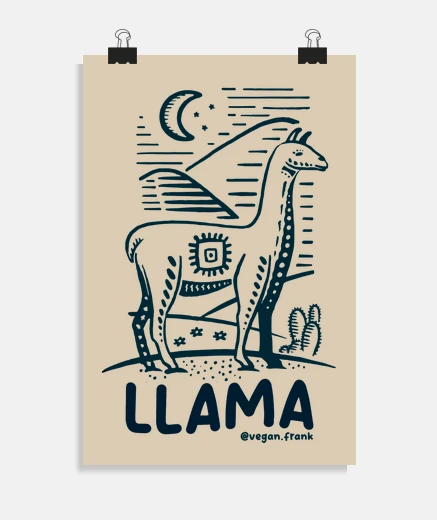 Poster animaux les and es - lama