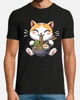 Anime cat ramen bowl food funny cute t shirt tostadora