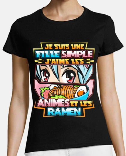Tee-shirt Anime Fille Simple Kawaii Ramen Japonai