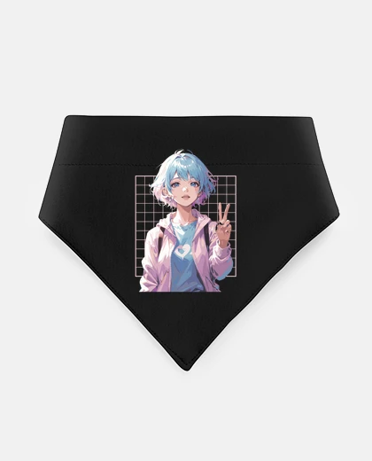 Mascotas anime girl peace sign doggie living room look passionate fashion