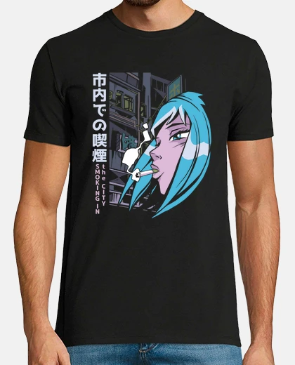 T-shirt anime manga fumatori ragazza accoglient