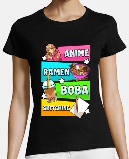 Camiseta Anime Ramen Te Boba y Dibujos Manga Otaku Naruto Japón