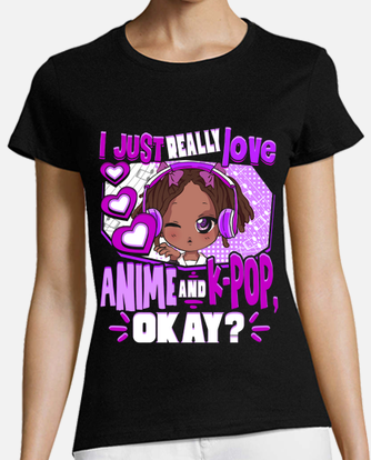 Camiseta negra de anime afroamericano para niña, Negro, S