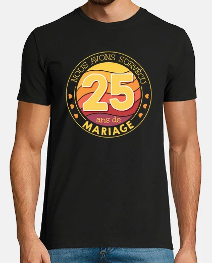 Camiseta aniversario de boda de la mujer 25 aniversario de boda de la vendimia para los hombres