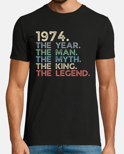 T-shirt annata 1974 l39anno uomo mito re