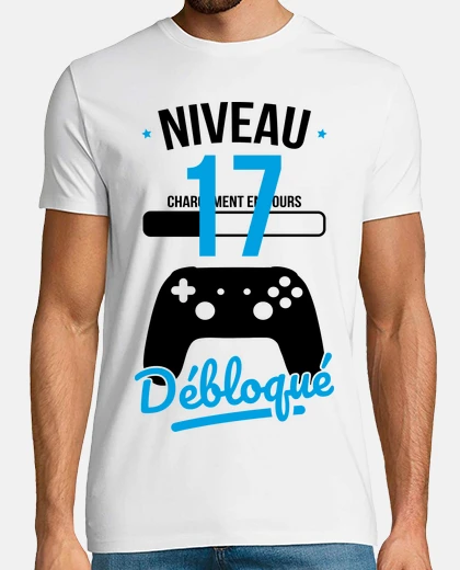 Tee-shirt Anniversaire 17 Ans Gamer Niveau 17