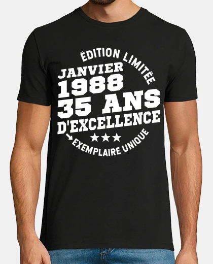 Tee-shirt Anniversaire 35 ans - janvier 1988