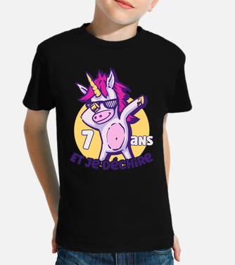 T-shirt enfant avec l'œuvre « Je suis 7 anniversaire de licorne 7