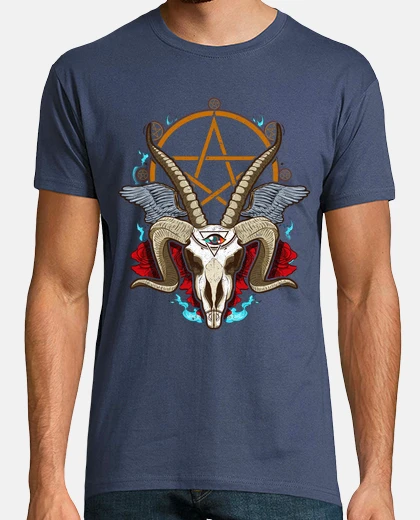 T-shirt anticristo pentagramma satanico capra satana diavolo orrore