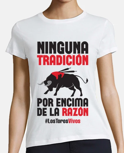 T-shirt antitaurina - live bulls, woman (light background)