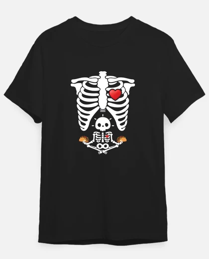 Camiseta anuncio de embarazo disfraz de halloween esqueleto lindo