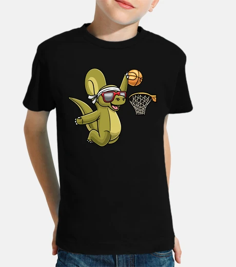 Kids Apatosaurus Dinosaur Playing Basketball