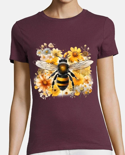 T-shirt ape che si nutre di miele di ranuncolo per personalizzare un&#39;escursione educativa trasparente