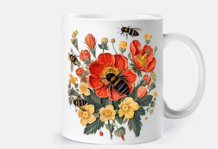 Tazza api violacciocche ranuncolo regina tazza caffè tè apiario waré, dadant