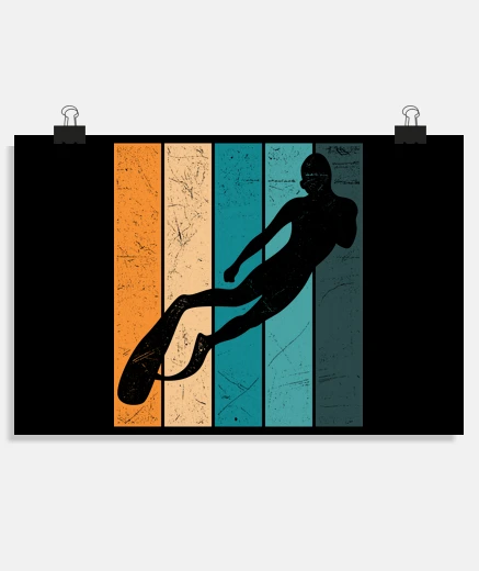 Póster apnea de buceo libre retro buceo libre