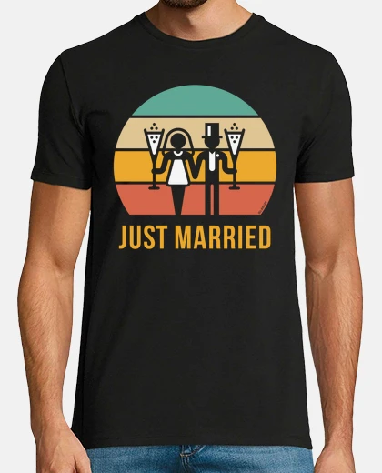T-shirt appena sposati - vino - tramonto - 5c
