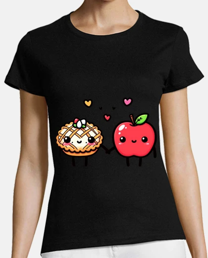 T-shirt apple pie couple chibi kawaii