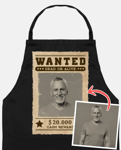 apron wanted photo customizable personalized apron man