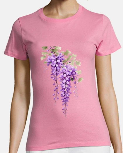 Tee-shirt aquarelle fleurit glycine violette