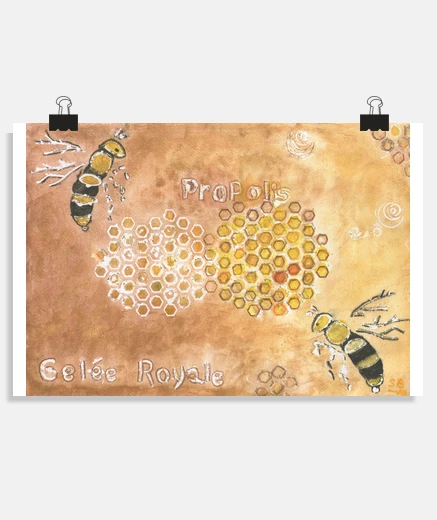 Poster Aquarelle vibratoire propolis gelée Royale 