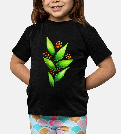 Abbigliamento arancione bacche acquarello pianta verde