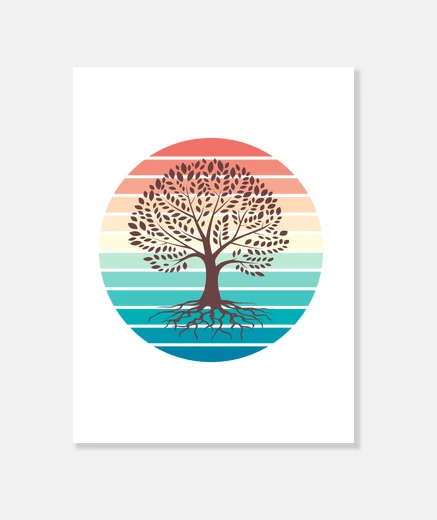 Lienzo Árbol retro, lienzo vertical