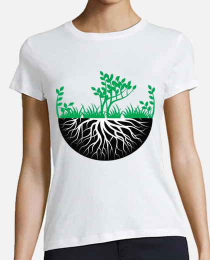 Tee-shirt arbre de vie vert et racines ecologie