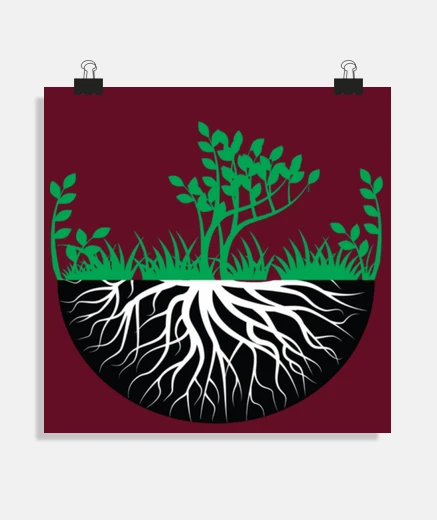 Poster arbre de vie vert et racines ecologie poster bureau yin yang salon laboratoire stand affiche 
