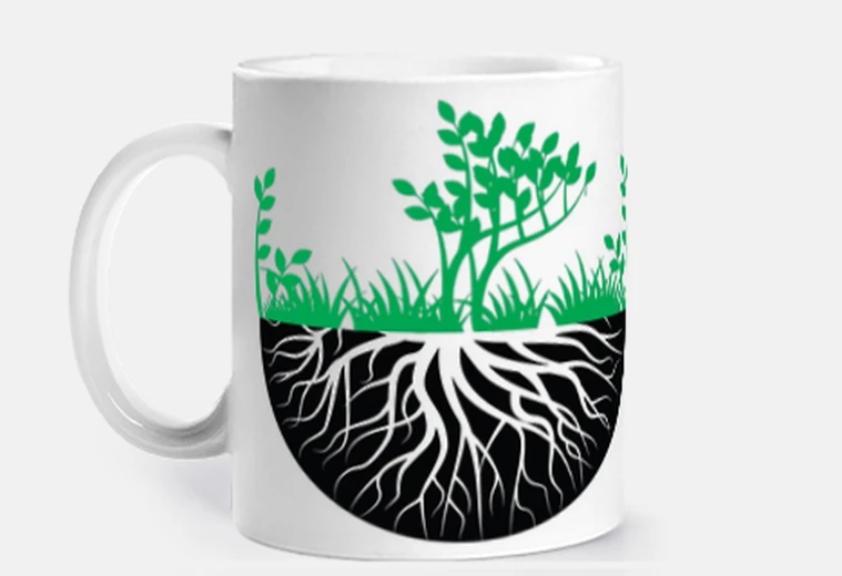 Mug arbre de vie vert et racines ecologie tasse à personnaliser café thé maté croissants infusion tisane