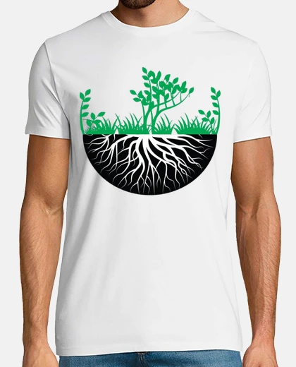 Tee-shirt arbre de vie vert et racines ecologie verte