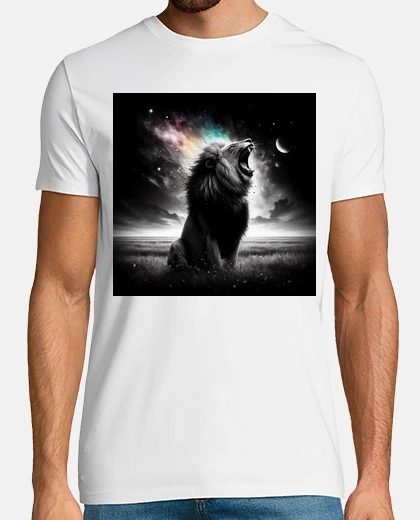 Tee-shirt arc-en-ciel de lion monochrome