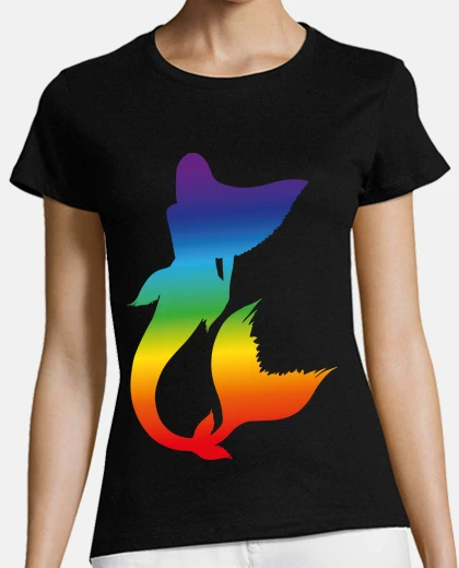 Tee-shirt arc en ciel silhouette contour sirène