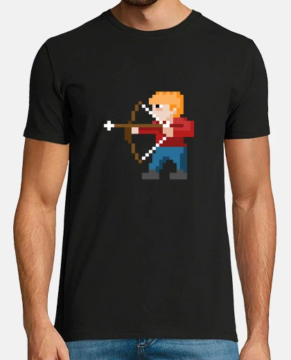 T-shirt arciere di tiro con l&#39;arco pixel art per videogiochi retrò anni &#39;80