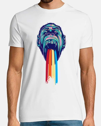 T-shirt arcobaleno scimmia