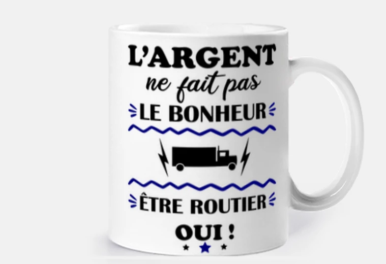 Mug Argent bonheur,routier,chauffeur