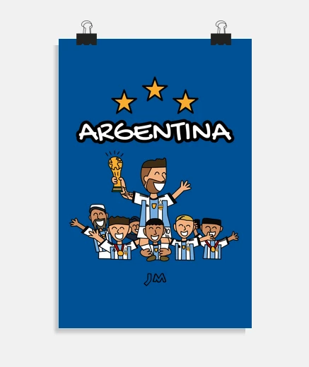 Poster argentina world champion 3 stars - messi qatar world cup
