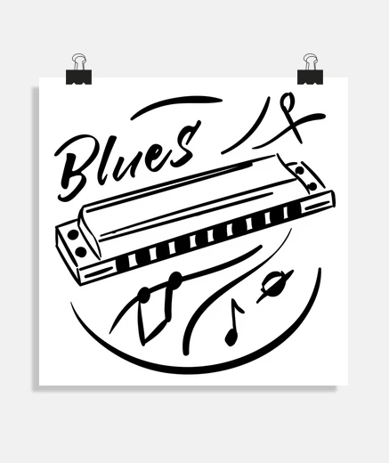 Poster armonica blues, chicago blues, poster del club blues