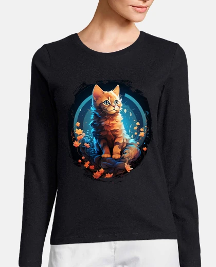 T-shirt arredamento floreale soffice gattino fi