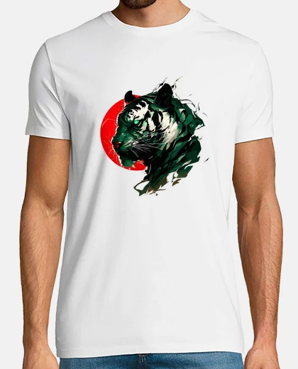 Tee-shirt art abstrait de tigre vert