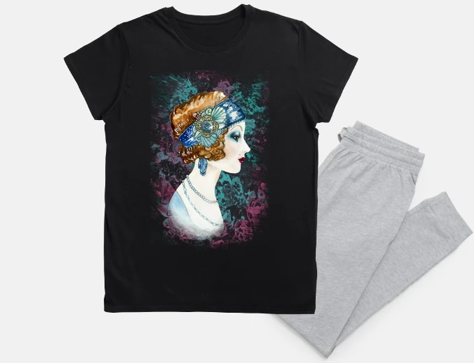 Pyjama art déco , mode féminine années 30,nuisette , statuette 