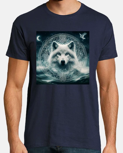 Tee-shirt art du loup arctique et du cercle celti