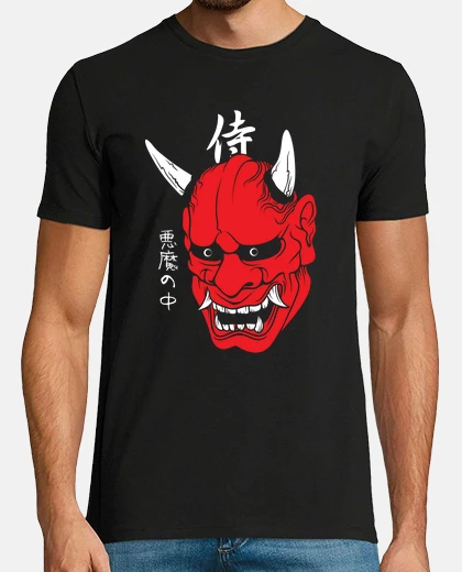 Camiseta Arte demonio japonés máscara cara diablo harajuku estética