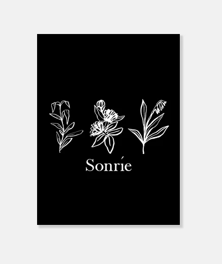 Lienzo Arte lineal alegre floral y frondoso so
