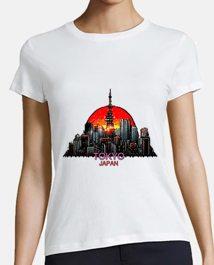 T-shirt arte pixel retrò paesaggio urbano di to