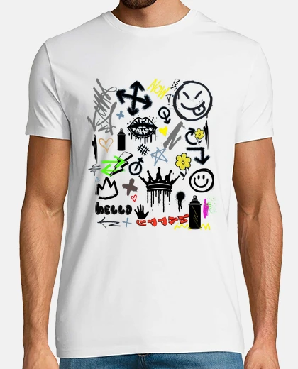 T-shirt arte urbana moderna con graffiti