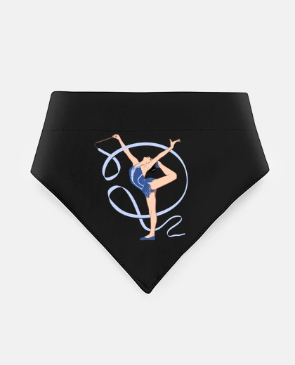 Mascotas artistic gymnastics girl with ribbon doggie