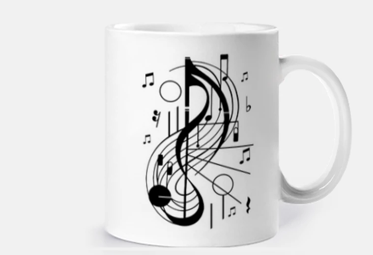Cup artistic treble clef, forever music, cup, breakfast, customizable, violin, cello, piano, soloist, vi