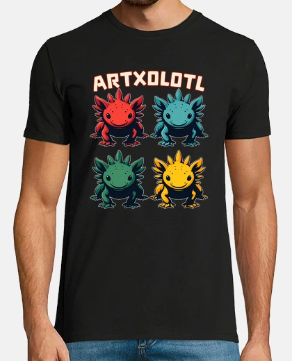 T-shirt artxolotl carino axolotl stile anni &#39;70 design arte contemporanea